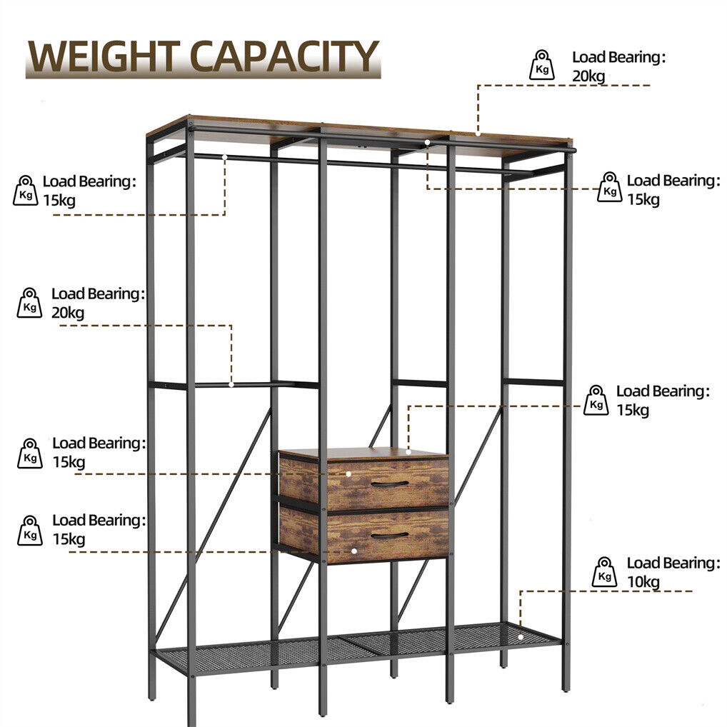 V178-66999-202508050952-08 XXL Heavy Duty Wardrobe Closet w/ Shelf, Drawer & Rack - Image 9