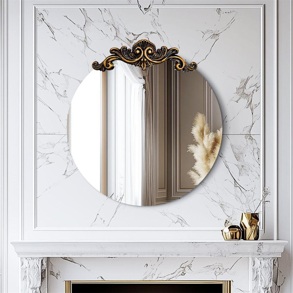 V178-67007-202508050955-01 Baroque Antique Round Mirror 70x74.5 cm - Image 2