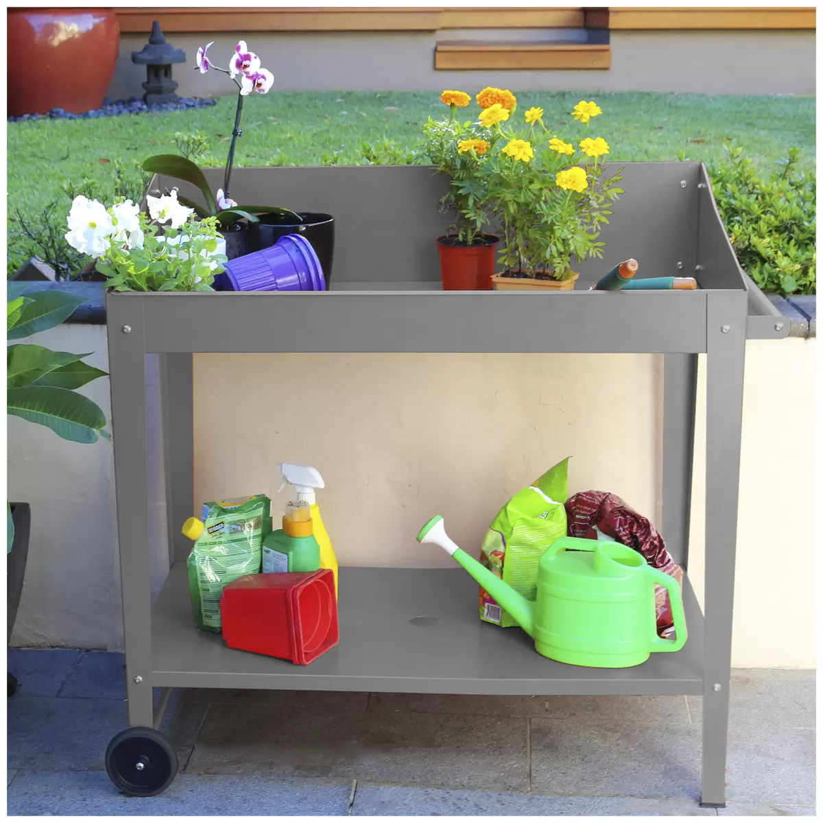 V178-67258-202508051030-02 Potting Bench Table Slate Grey 100 x 55 x 101cm - Image 3