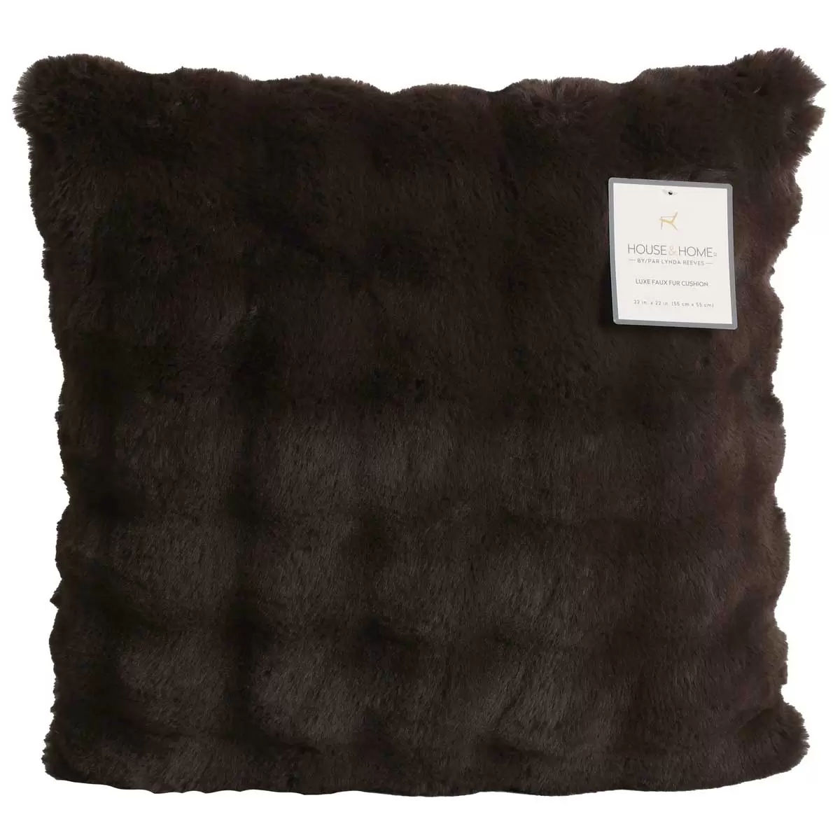 V178-67282-202508051040-01 Luxe faux fur cushion 55 x 55cm dark brown - Image 2