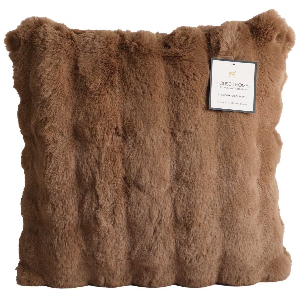 V178-67283-202508051040-02 Luxe Faux Fur Cushion 55 x 55cm Light Brown - Image 3