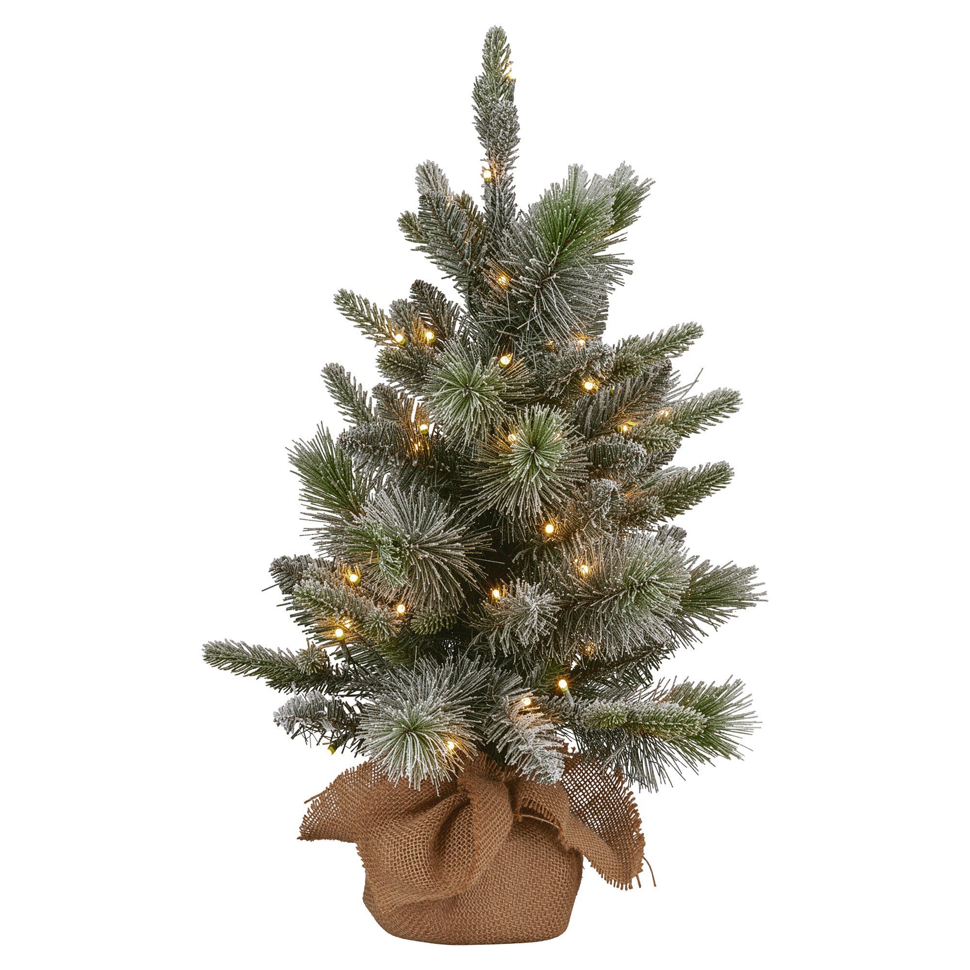 V240-112_NATSS2-202509101025-00 National Tree Company 61cm Pre-Lit Snowy Stamford Spruce Battery-Operated Mini Christmas Tree Multi-Functional LED Timer - Image 1