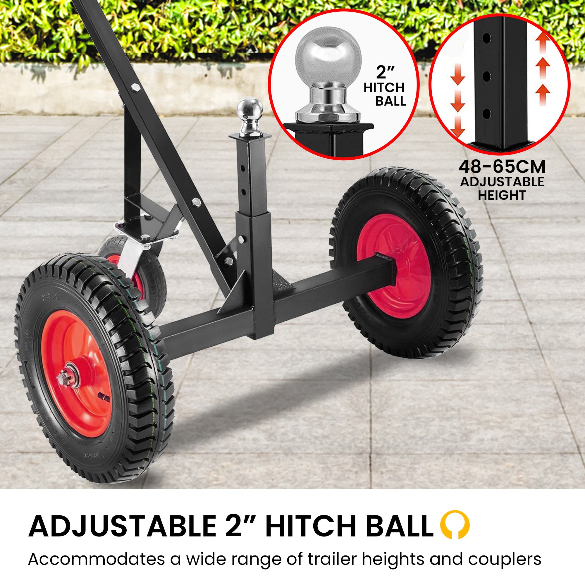 V240-ATD-TD77-BLK-202508190855-07 Kartrite 3-Wheel Adjustable Trailer Dolly Heavy Duty Caravan Mover 1000 lbs Tongue Capacity Durable Transport Solution - Image 8