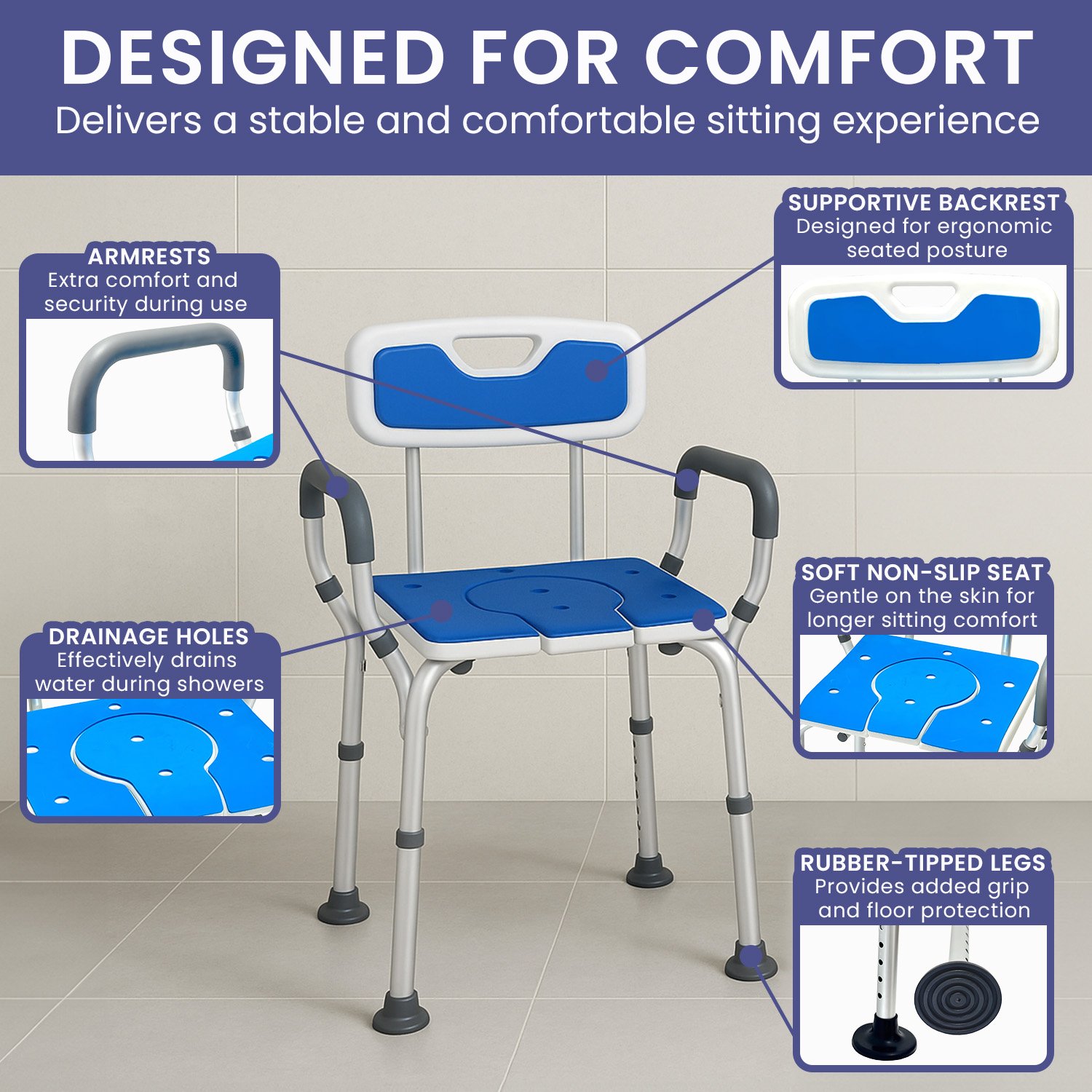 V240-SHC-MAS-ALU-17L-202509090835-10 Orthonica Height-Adjustable Aluminium Commode Shower Chair with Armrests Backrest Armrests Soft Stool Seat Aid - Image 11
