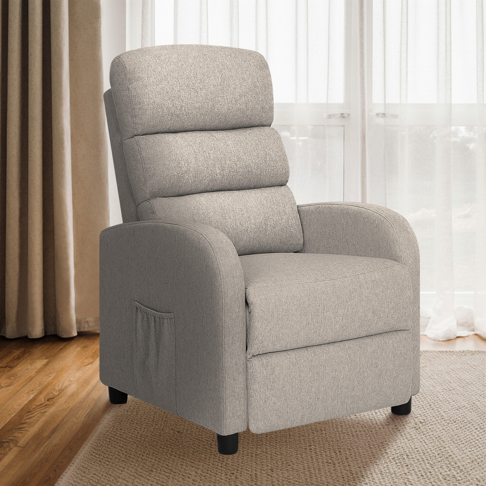 V274-FT-RC-6501FA-GY-202509231345-03 Home Recliner Chair - Linen Fabric Sofa Lounge Armchair SHILOH GREY - Image 4