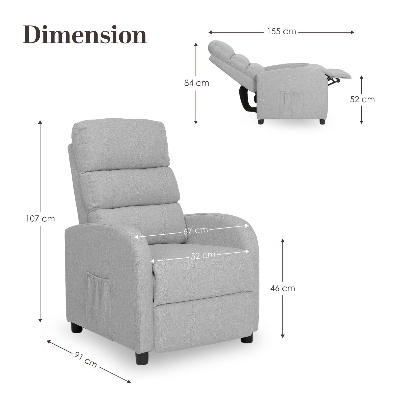 V274-FT-RC-6501FA-GY-202509231345-09 Home Recliner Chair - Linen Fabric Sofa Lounge Armchair SHILOH GREY - Image 10