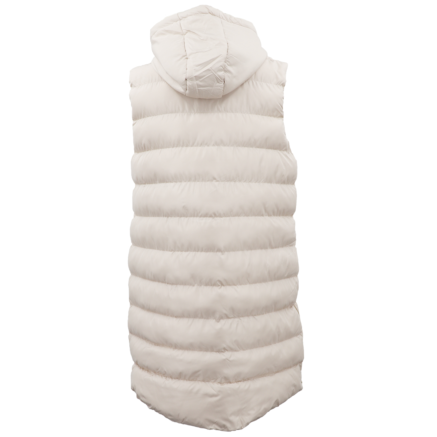 V474-674166-202507050125-02 Women's Longline Padded Vest Hooded Jacket Puffer Puffy Quilted Zip Coat Gilet, Khaki, 10 - Image 3