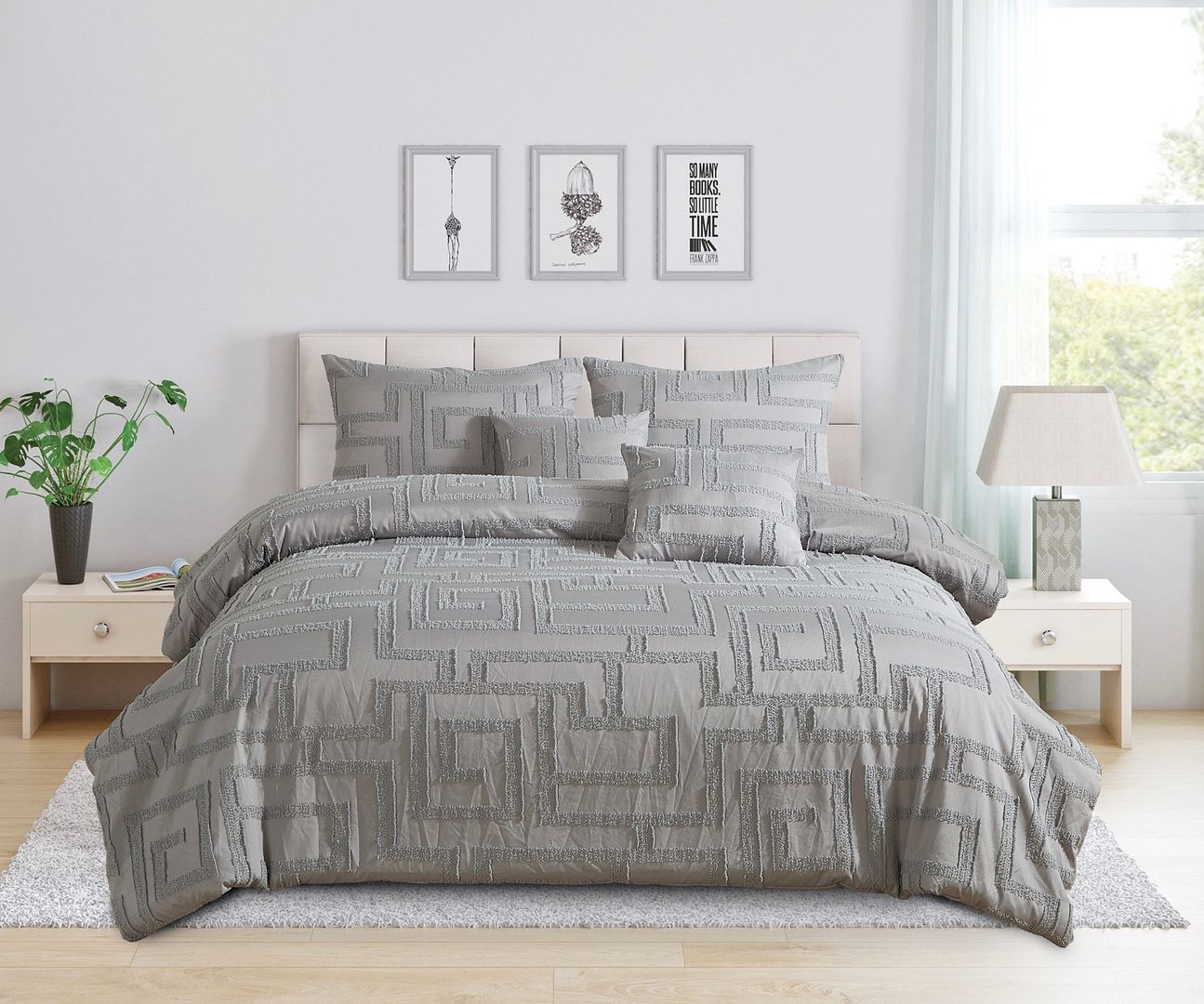 V493-JTTF-Q16-202508071516-00 Tufted Jacquard Quilt/Doona/Duvet Cover Set - Grey - Queen Size - Image 1