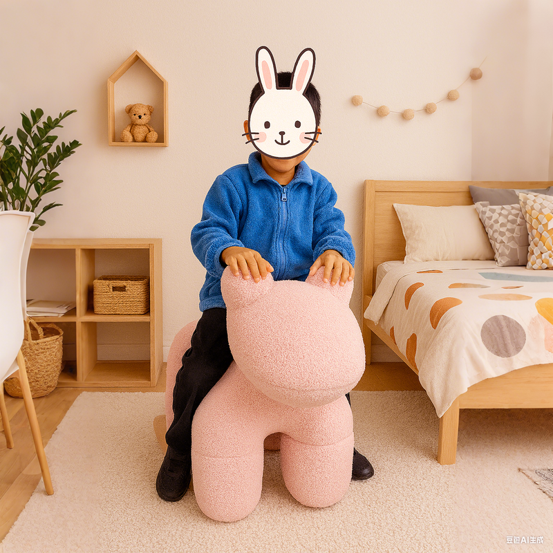 V498-STOOLPINK-202508191044-01 Lamb Stool Chair Pink - Image 2