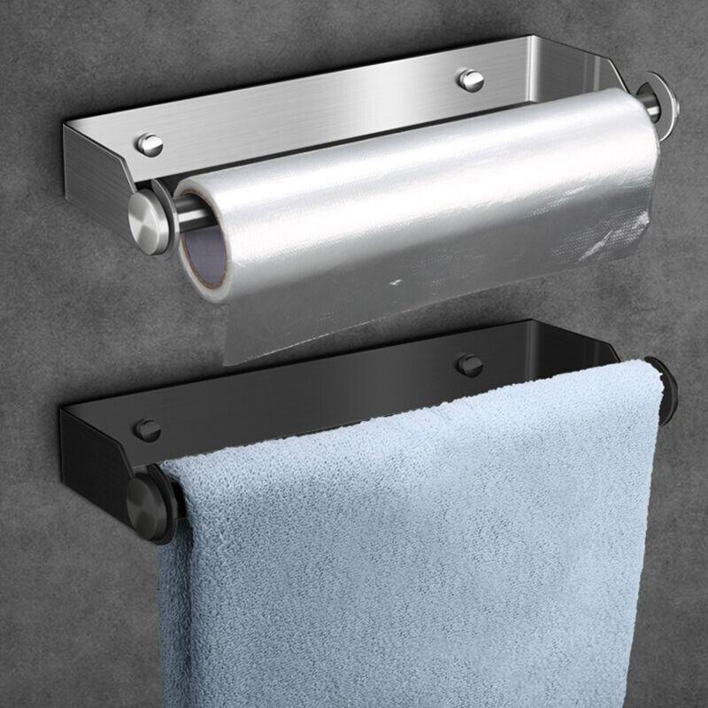 V528-9360312160207-202510010727-03 Paper Towel Holder Under Cabinet Wall Mount Stainless Steel Rack Kitchen - Silver - Image 4