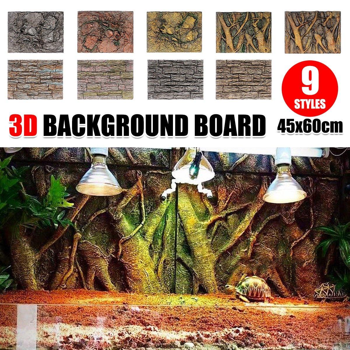 Pet Reptile Tank Board 3D Foam Backgrounds and Habitat Decoration 9 Styles - A