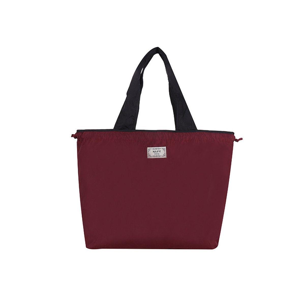 V528-BAG-WINE-RED-L-920293-202510010528-05 Ultra-Light Foldable Large Capacity Portable Shopping Bag with Drawstring Mouth - Red - L - Image 6