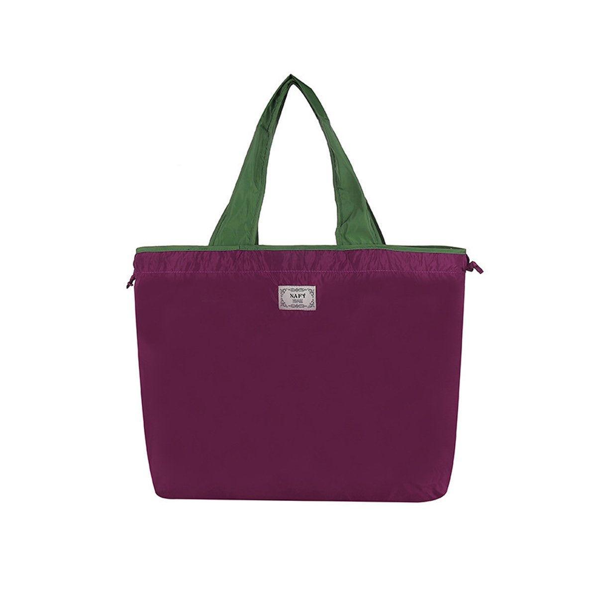 V528-BAG-WINE-RED-L-920293-202510010528-09 Ultra-Light Foldable Large Capacity Portable Shopping Bag with Drawstring Mouth - Red - L - Image 10