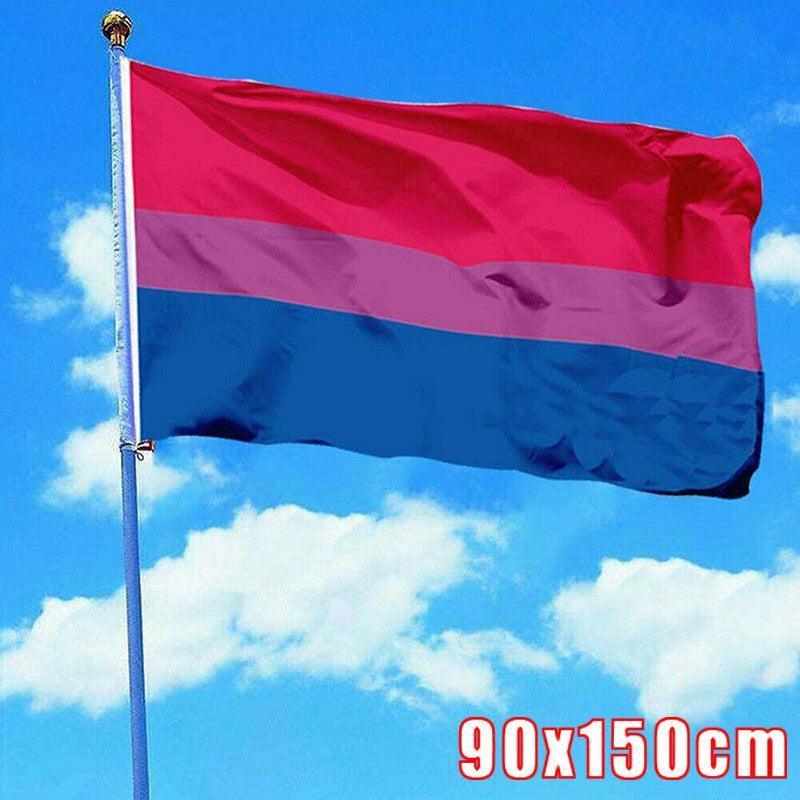 V528-BISEUALFLAG-150-90CM-281401-202509251520-00 Bisexual Large Flag 150X90Cm Bi Sexual Pride Lgbt Lesbian Gay Rainbow Mardi Gras - Image 1
