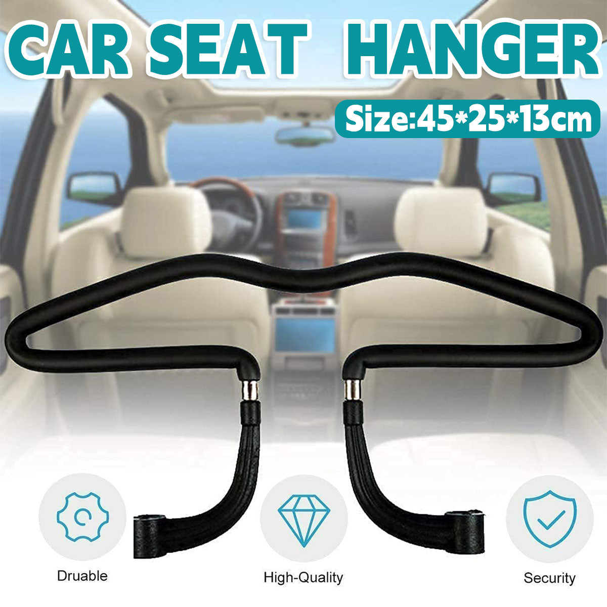 V528-CAR-SEAT-HANGER-45-25-205680-202509251454-00 Car Clothes Rack Back Seat Hanger Bar Vehicle Garment Holder Travel Storage Rod - Image 1