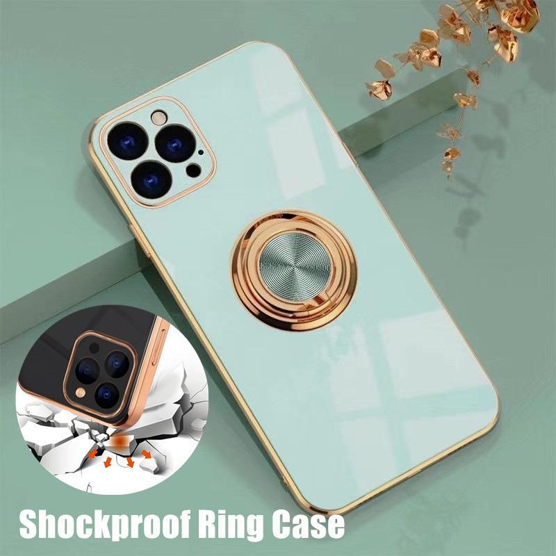 V528-CASEIP11PROMA-DANQINGSE-685274-202509302036-00 Light Cyan Luxury Shockproof Silicone Ring Case Stand Cover for iPhone 14 13 12 Pro Max - iPhone 11 Pro Max - Image 1