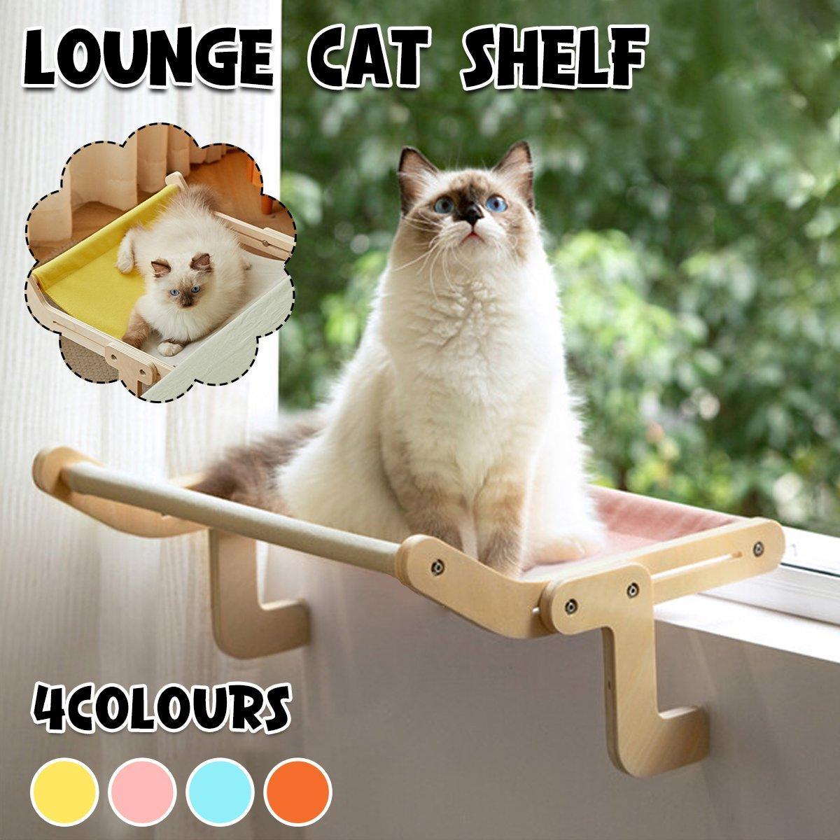 V528-CAT-HAMMOCK-BLUE-992973-202509301845-00 Window Hanging Cat Hammock Solid Wood Sun Bed Nest for All Seasons Durable - Grey+Blue - Image 1