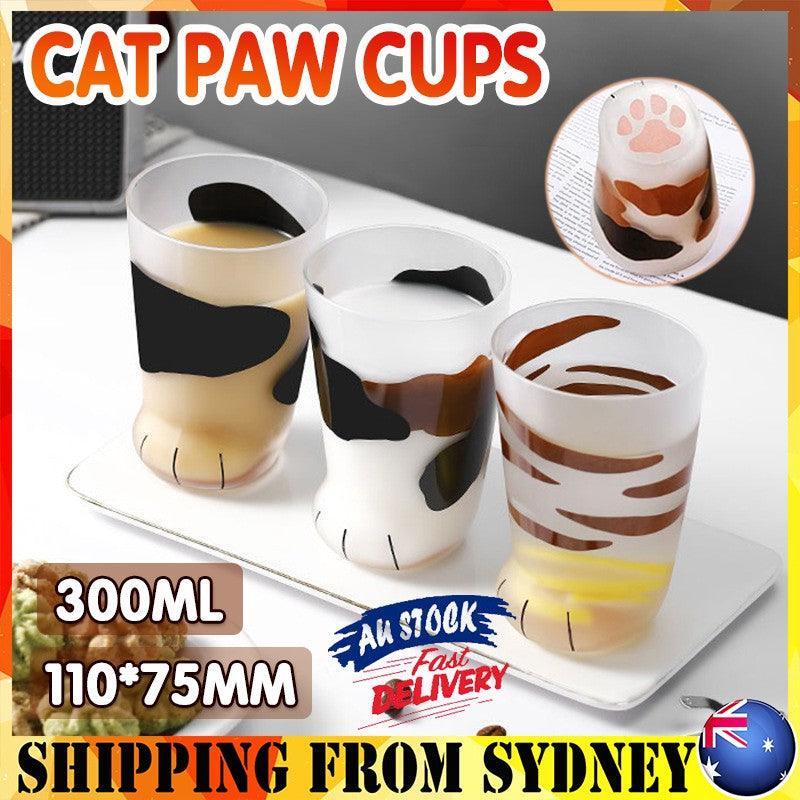 V528-CATPAWCUPS-3PCS-427276-202509251532-00 Pair 3 Cat Paw Frosted Calico Cups Glass Milk Cute Gift Tumbler Claw Foot Cute - Image 1