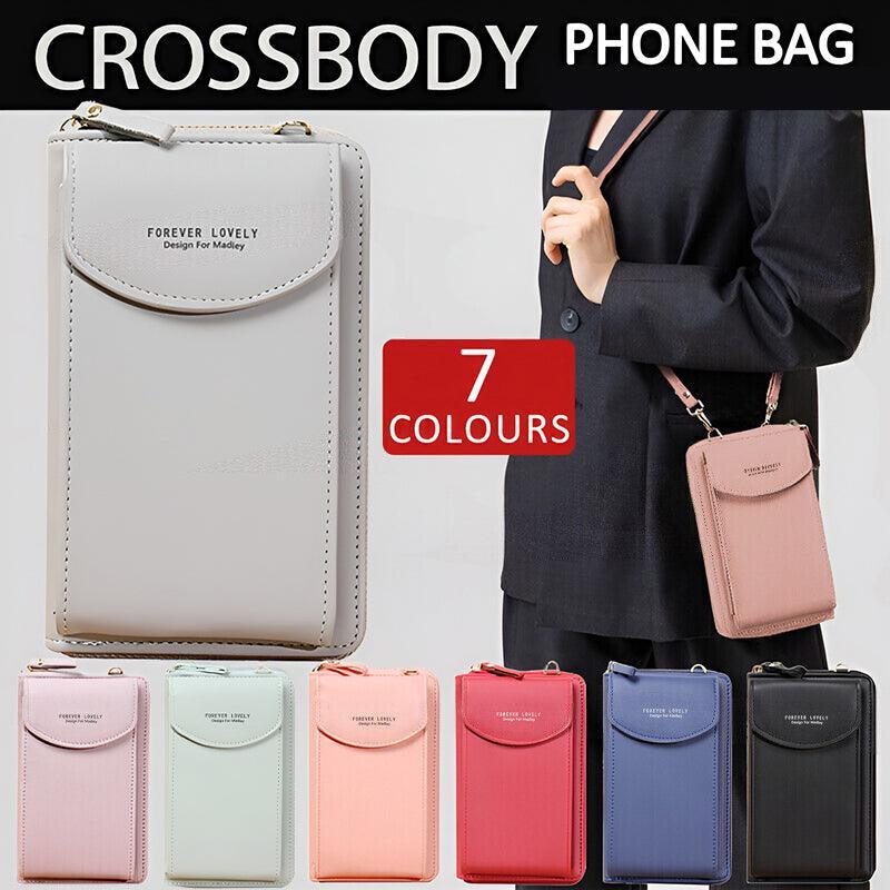 V528-CELLPHONEBAG-PINK-3987-202509301927-00 Women Pouch Bag Mobile Phone Bag Pu Leather Crossbody Purse Wallet Shoulder Bag - Pink - Image 1