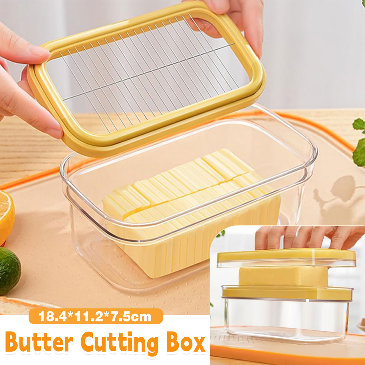 V528-CUTTING-BOX-YELLOW-161401-202509251017-00 With Lid Butter Cutting Box Slicers Case Cheese Slicers Butter Dish Box - Image 1