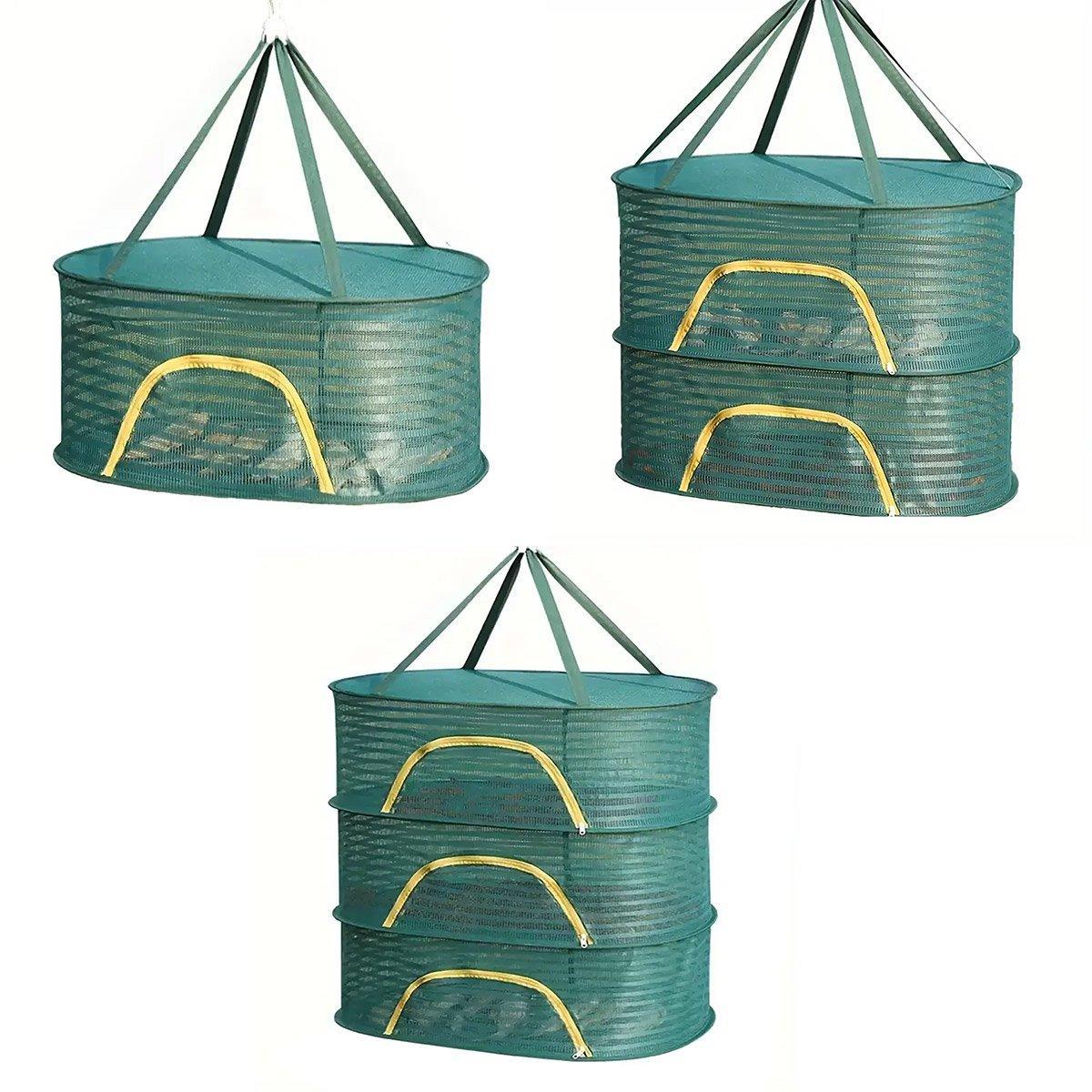 V528-DRYING-BASKET-1-GREEN-2046523-202510010627-01 Anti Mosquito Fully Enclosed Drying Net Basket for Fish Vegetables Fruit Herbs - Single layer - Image 2