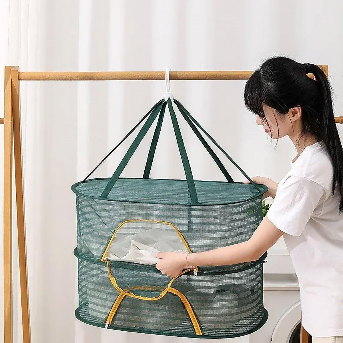 V528-DRYING-BASKET-2-GREEN-612737-202510010627-04 Anti Mosquito Fully Enclosed Drying Net Basket for Fish Vegetables Fruit Herbs - Double layer - Image 5