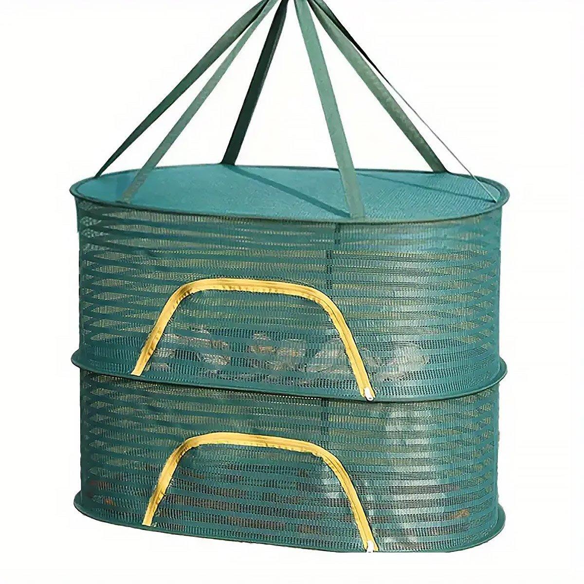 V528-DRYING-BASKET-2-GREEN-612737-202510010627-06 Anti Mosquito Fully Enclosed Drying Net Basket for Fish Vegetables Fruit Herbs - Double layer - Image 7