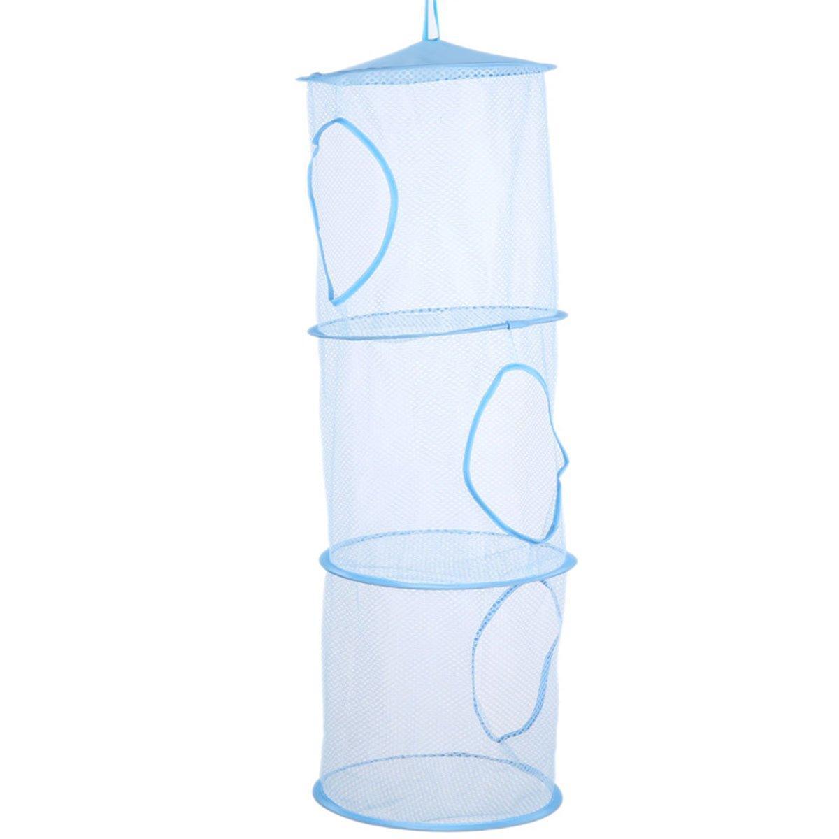 V528-DRYING-NET-3-BLUE-227655-202510010236-05 Foldable Clothes Drying Basket Three-layer Hanging Storage Breathable Organizer - Blue - Image 6