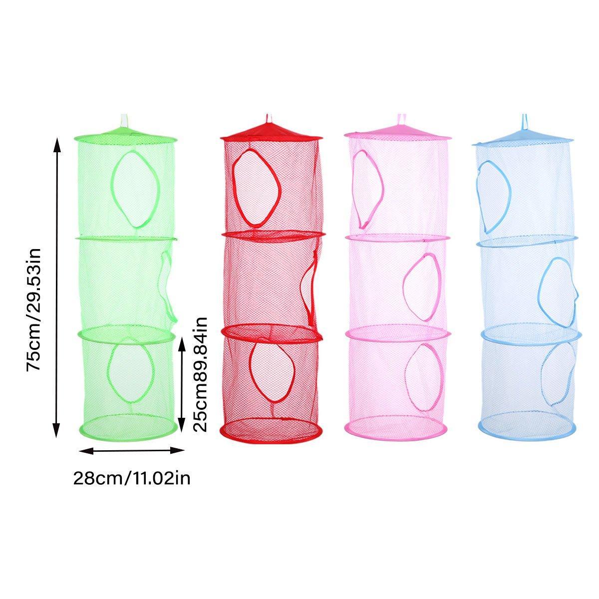 V528-DRYING-NET-3-PINK-548281-202510010236-02 Foldable Clothes Drying Basket Three-layer Hanging Storage Breathable Organizer - Pink - Image 3