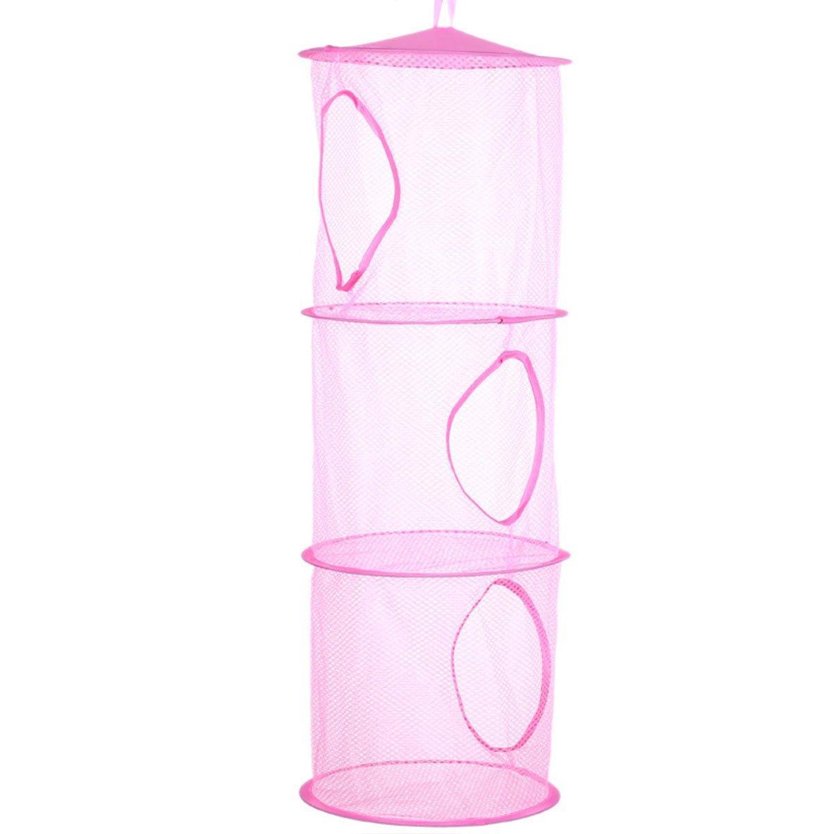 V528-DRYING-NET-3-PINK-548281-202510010236-06 Foldable Clothes Drying Basket Three-layer Hanging Storage Breathable Organizer - Pink - Image 7