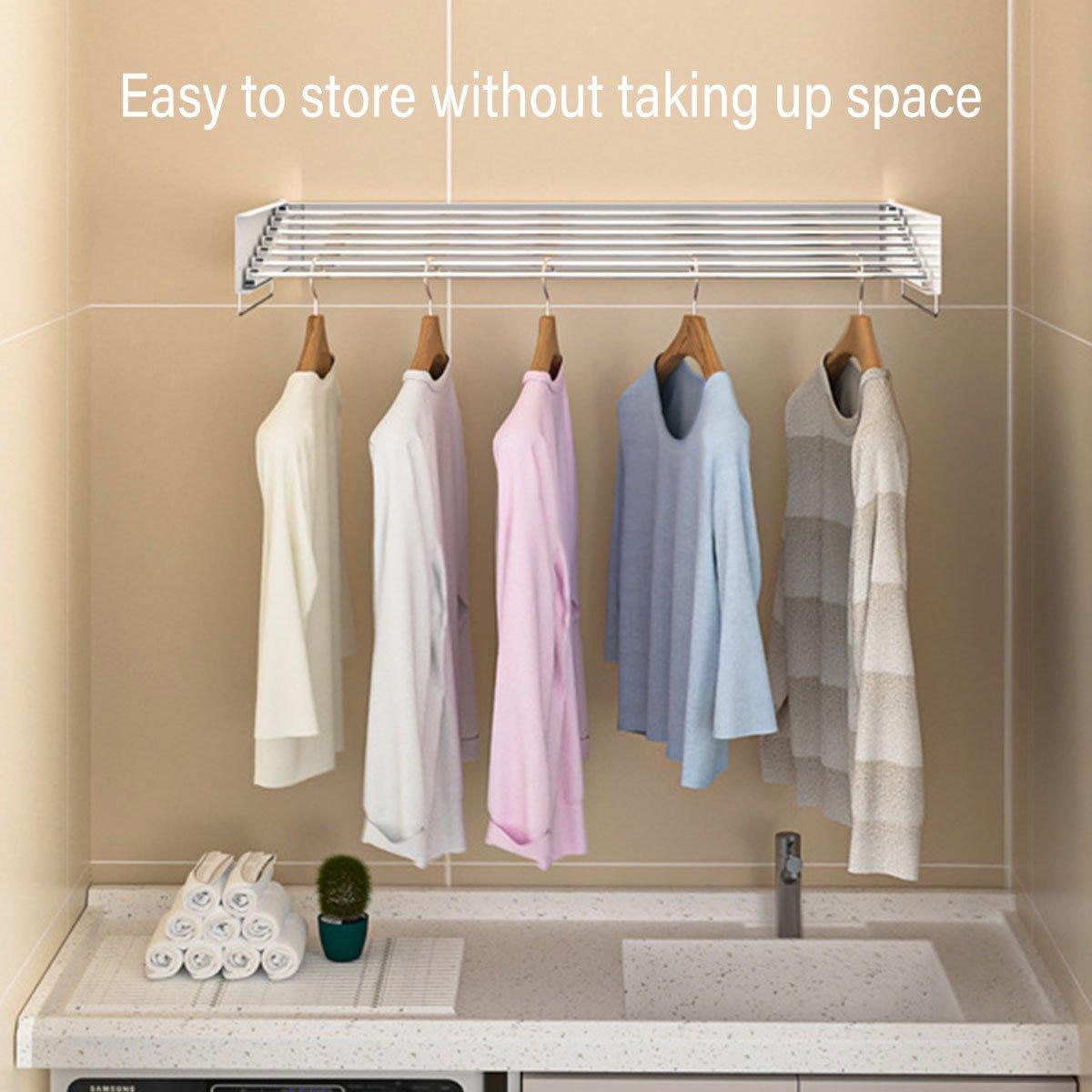 V528-FOLDING-HANGER-WHITE-80CM-252769-202509301718-03 Foldable Wall Hanging Clothes Drying Rack Invisible Balcony Towel Laundry Rack - White - Image 4