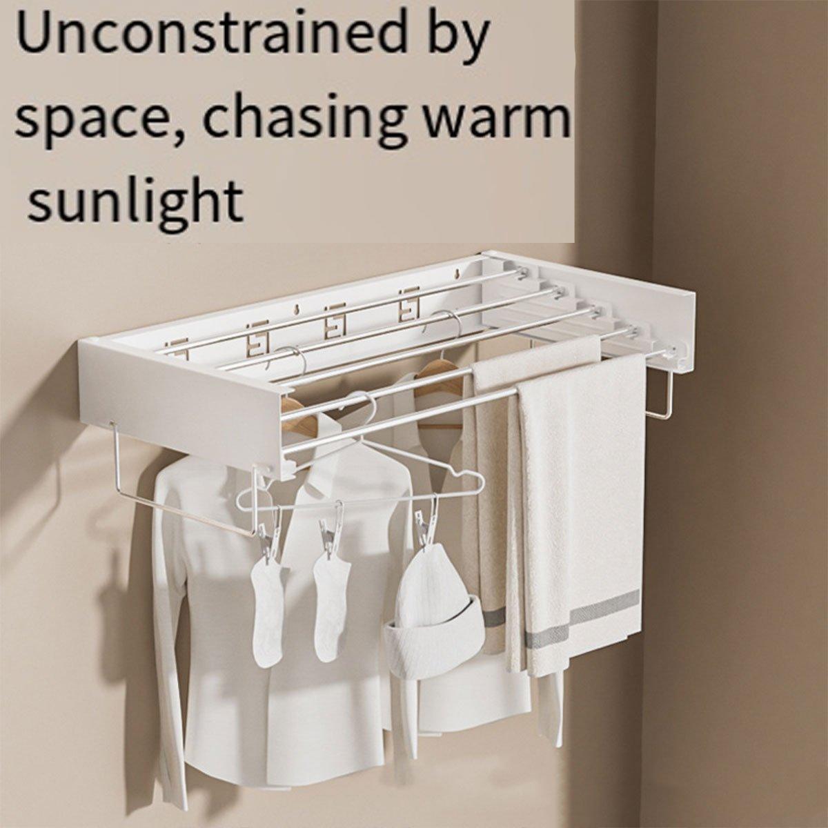 V528-FOLDING-HANGER-WHITE-80CM-252769-202509301718-04 Foldable Wall Hanging Clothes Drying Rack Invisible Balcony Towel Laundry Rack - White - Image 5