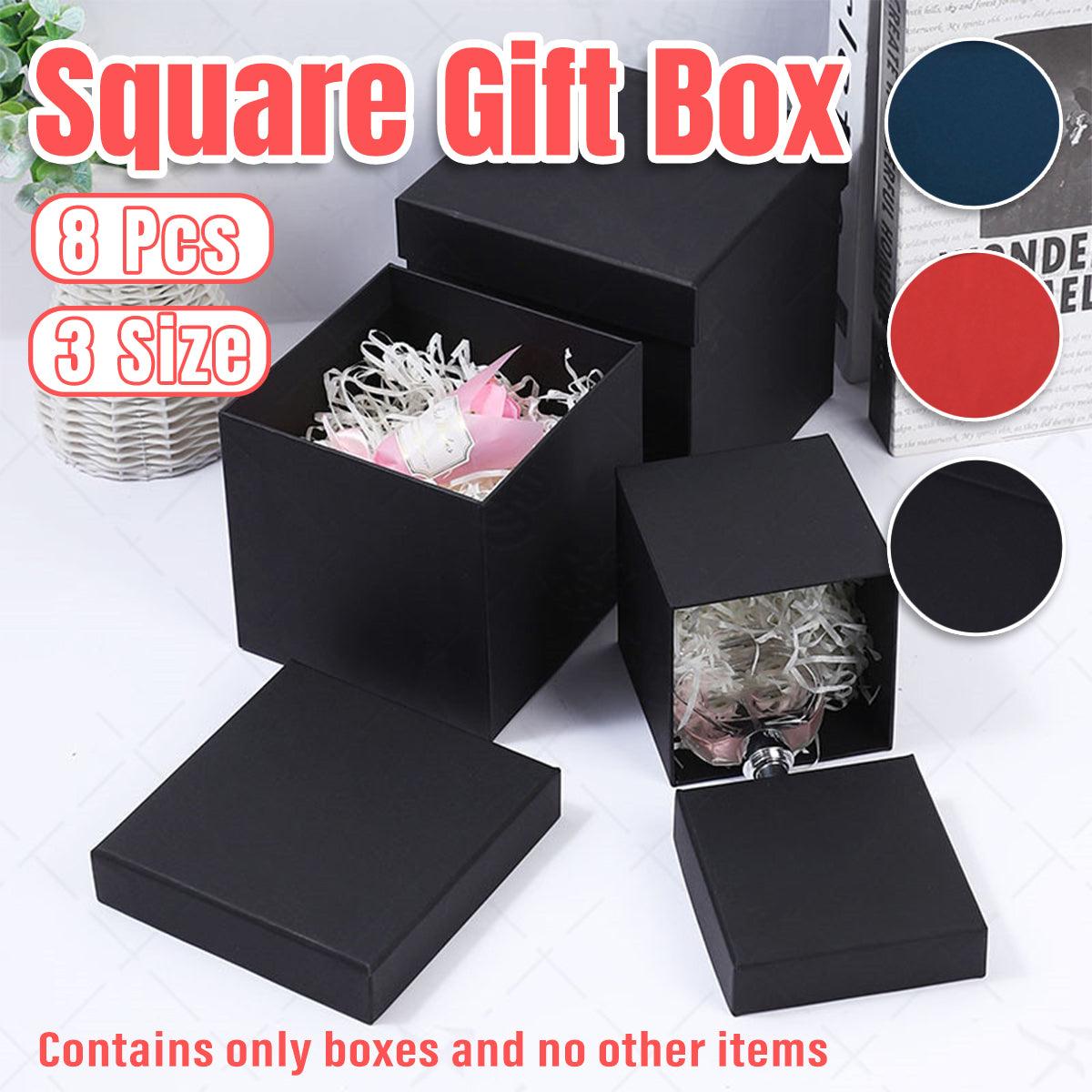 V528-GIFTBOX-8PCS-BLACK-20-312613-202509301927-00 Square Gift Boxes 8pcs Empty Packaging Boxes for Favour Party Wedding Storage - Black-20x16.5cm - Image 1