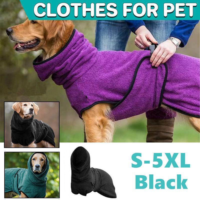 V528-MH00379-BLACK-M-426722-202509302127-00 Dog Puppy Hoodies Jacket Solid Coat Pet Winter Soft Warm Clothes S-5XL Black - M - Image 1