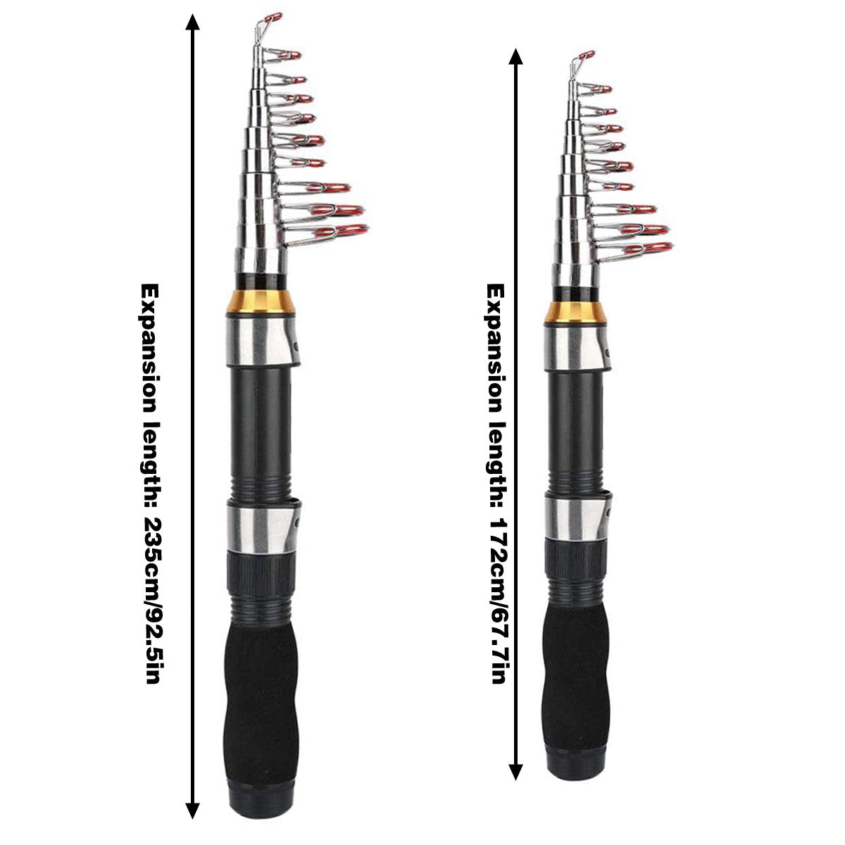 V528-MINI-ROD-BLACK-230CM-861288-202510011227-02 Portable Mini Fishing Rod Fishing Gear Compact Travel Rods for Outdoor Sports - 235cm - Image 3
