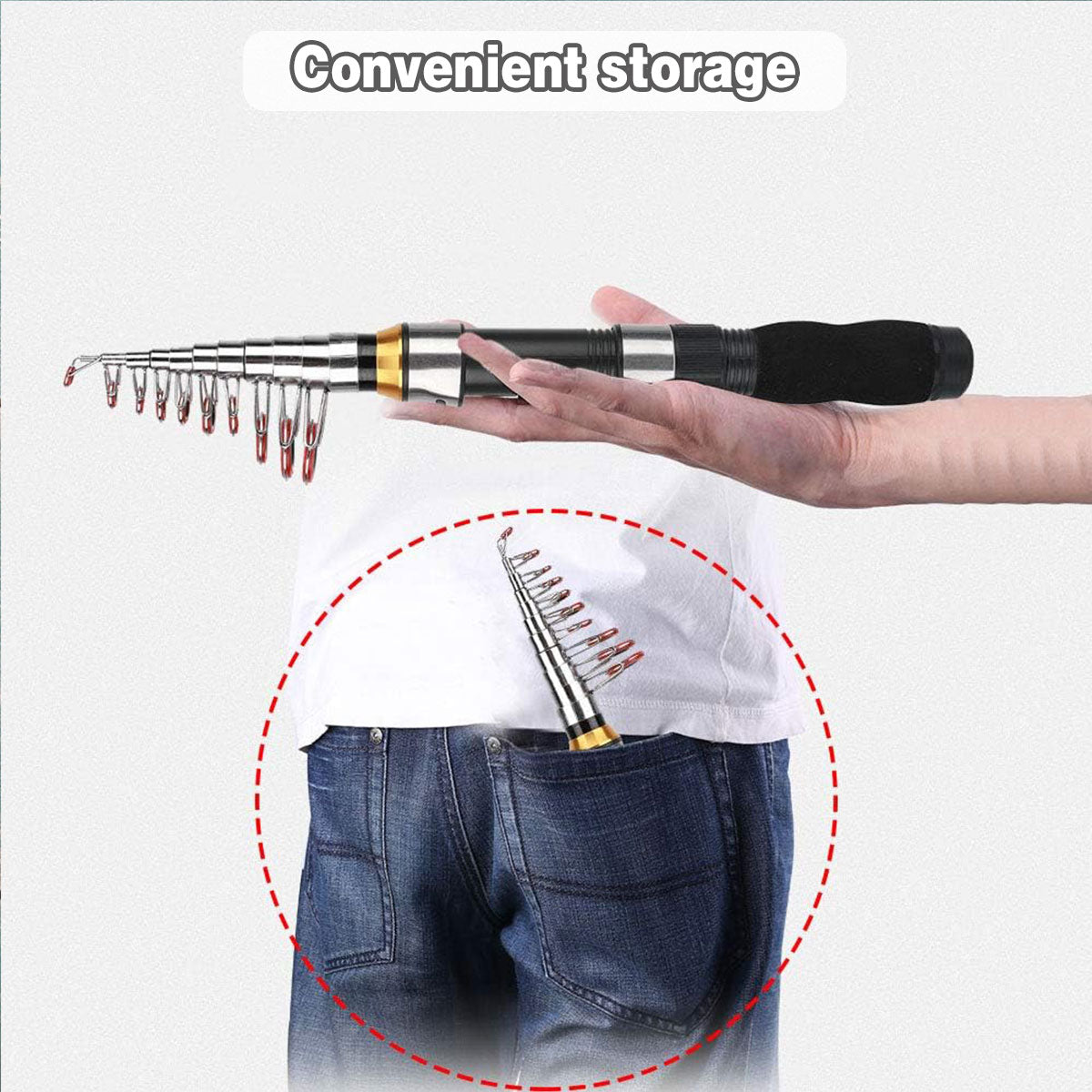 V528-MINI-ROD-BLACK-230CM-861288-202510011227-03 Portable Mini Fishing Rod Fishing Gear Compact Travel Rods for Outdoor Sports - 235cm - Image 4