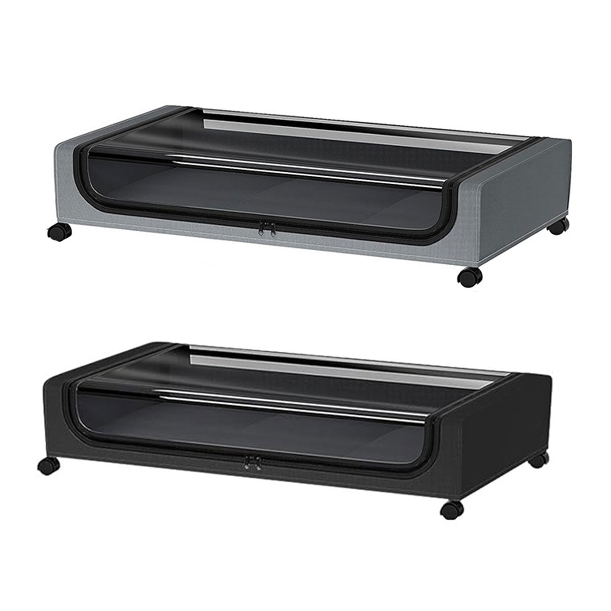 V528-ORGANIZER-BLACK-SINGLE-746920-202510011018-01 Under Bed Storage Rack Square Design with Wheels Rolling Trolley Box for Home - Black - Image 2