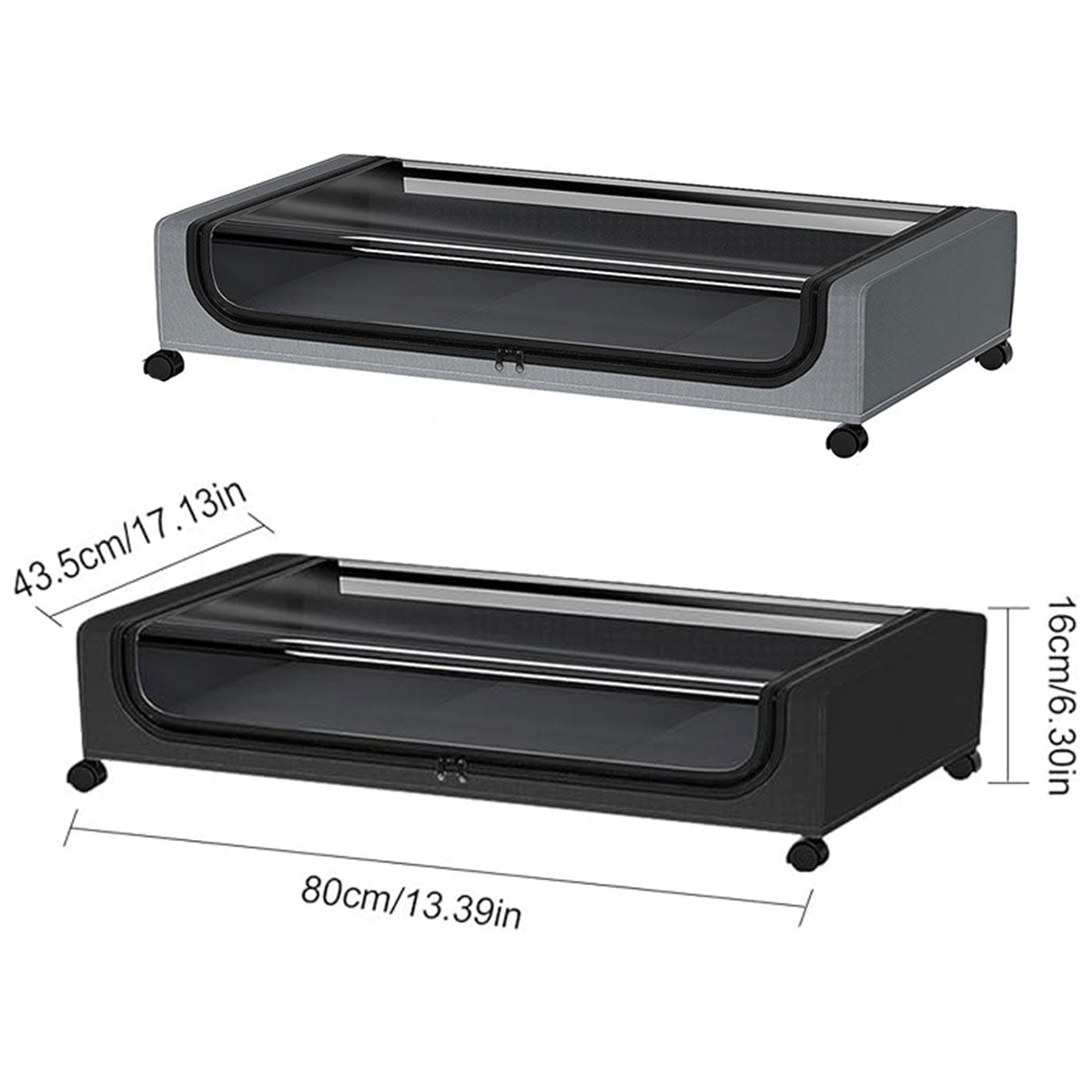 V528-ORGANIZER-BLACK-SINGLE-746920-202510011018-02 Under Bed Storage Rack Square Design with Wheels Rolling Trolley Box for Home - Black - Image 3