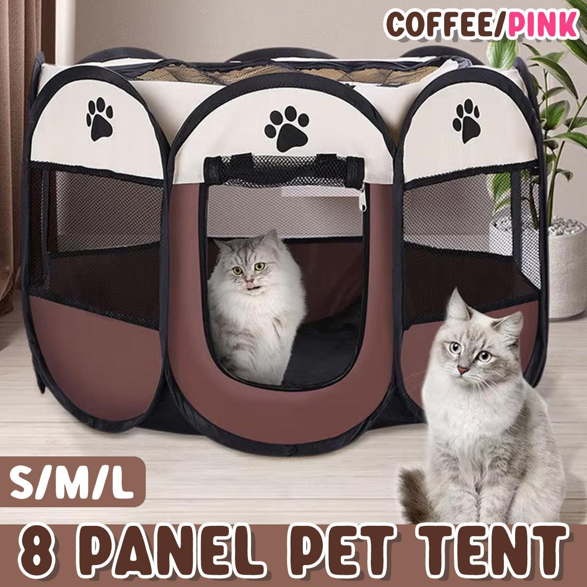 V528-PET-PEN-S-PINK-292158-202510010409-00 Pet Fence Indoor Cat Dog Tent Octagonal Fence Portable Foldable Cage Kennel - S-Pink - Image 1