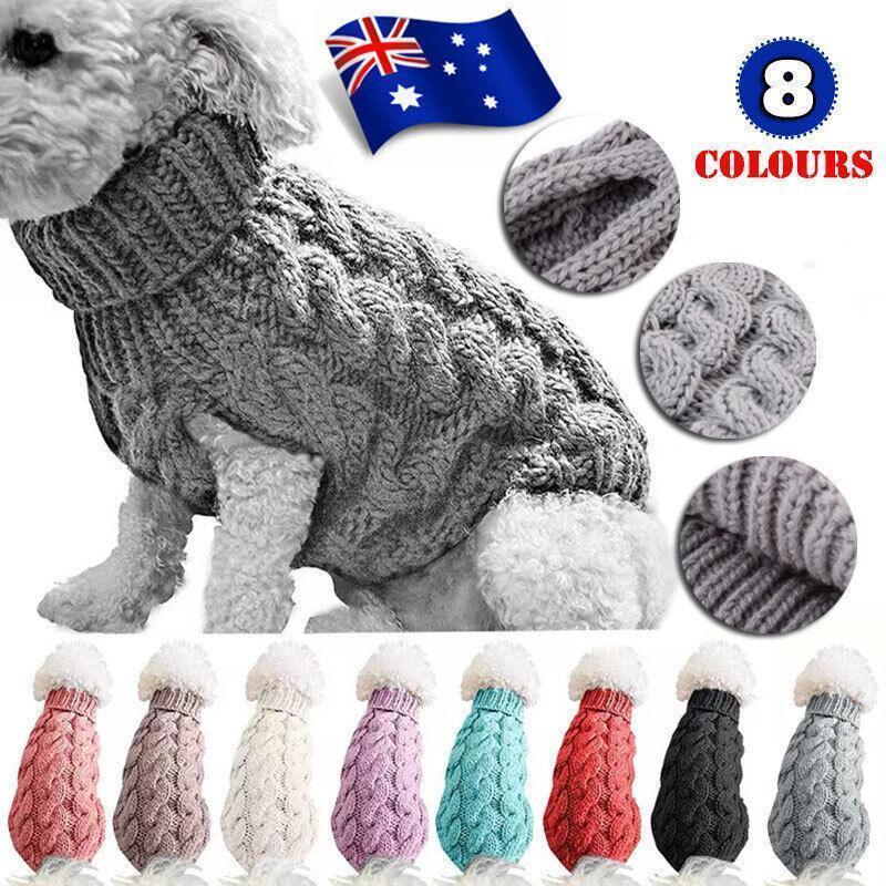 V528-PETSWEATER-BLUE-L-49484-202509302354-00 Puppy Dog Jumper Winter Warm Knitted Sweater Pet Clothes Small Dogs Coat Thermal L Size - Blue - Image 1