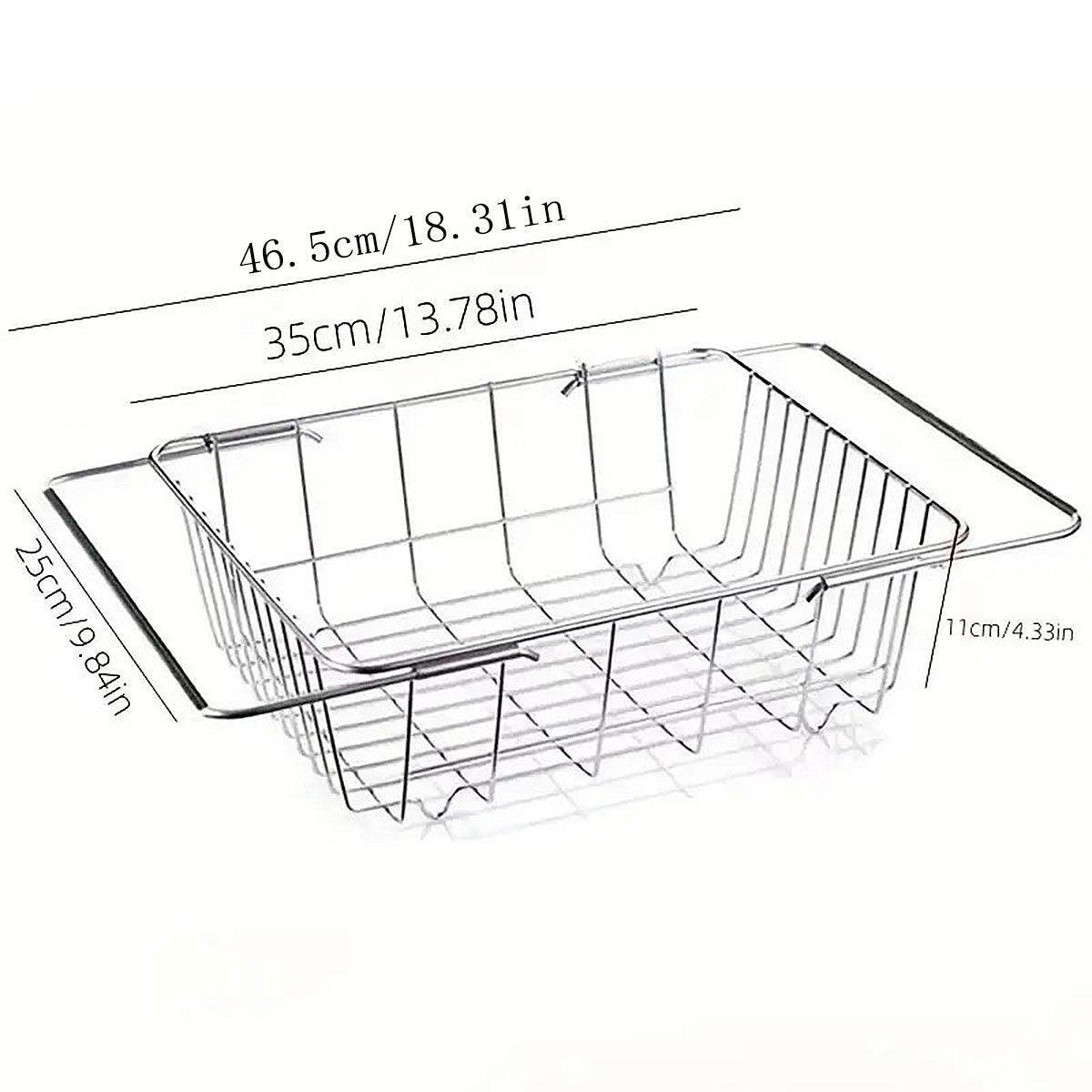 V528-PULL-BASKET-743025-202509251430-02 Stainless Steel Sink Draining Basket Telescopic Dish Rack Kitchen Storage Holder - Image 3
