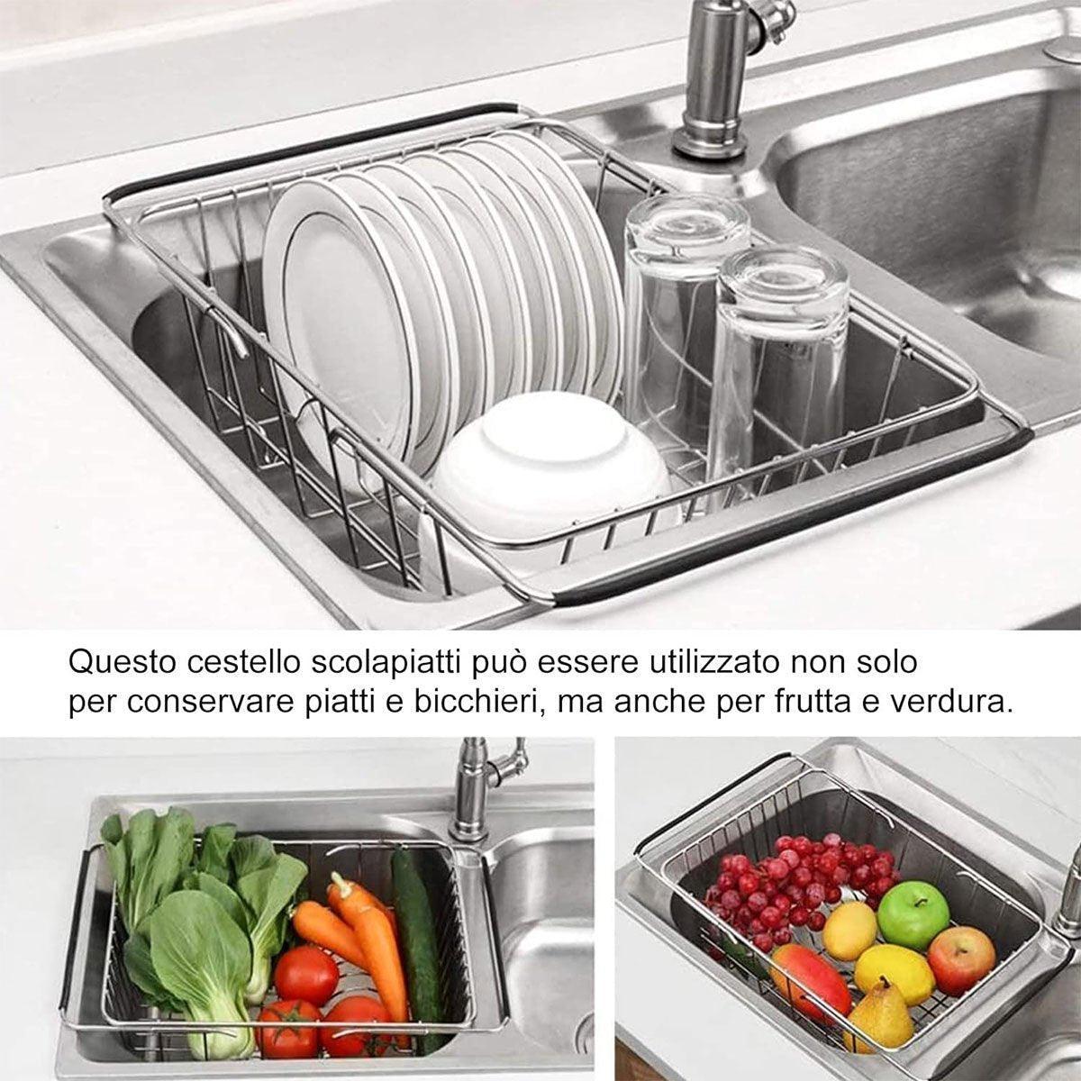 V528-PULL-BASKET-743025-202509251430-04 Stainless Steel Sink Draining Basket Telescopic Dish Rack Kitchen Storage Holder - Image 5