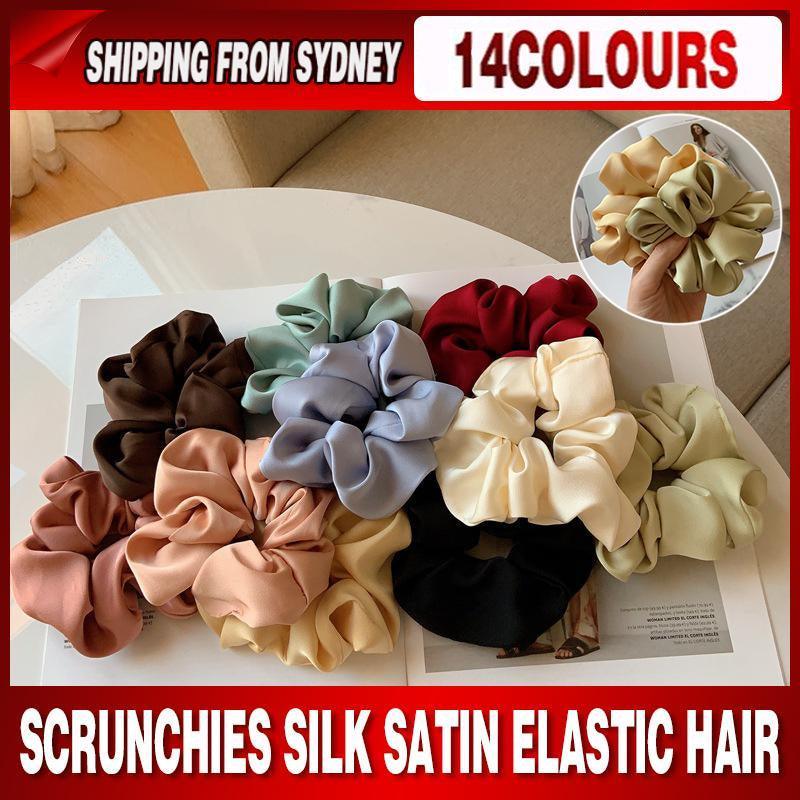 V528-SATINHAIRTIE-CREAM-795714-202509302045-00 Large Scrunchies Silk Satin Elastic Hair Hair Bands Rope Hair Tie Ponytail Accessory - Cream - Image 1