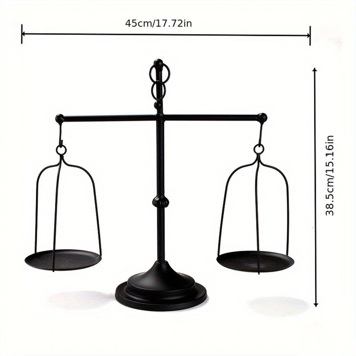 V528-SCALES-CANDLESTICKS-BLACK-228730-202509251440-02 Black iron balance Scale candlestick decorative candle wedding Home Decor Gifts - Image 3