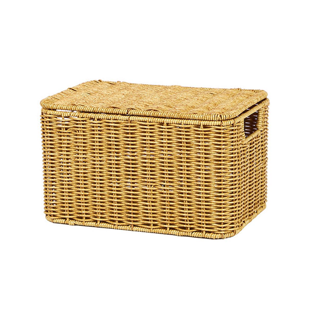V528-STORAGE-BASKET-S-917450-202509251611-01 Storage Box Bedroom Organizer Faux Rattan Woven Basket with Lid Home - Image 2