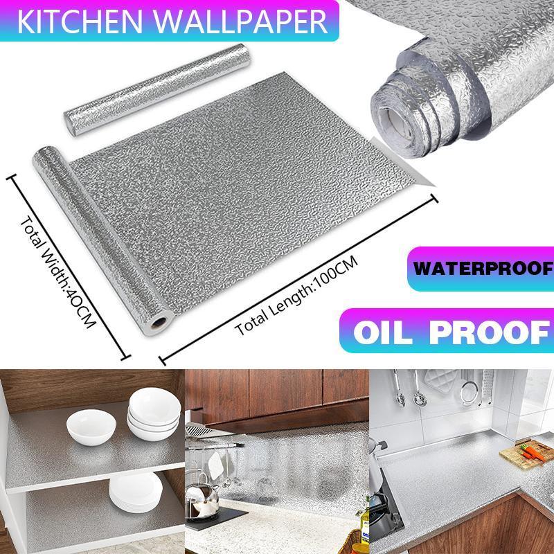 V528-WATERPROOFOILPROOF-944219-202509250915-00 Waterproof Oil Proof Aluminum Foil Sticker Self Adhesive Kitchen Wallpapers AU - Image 1