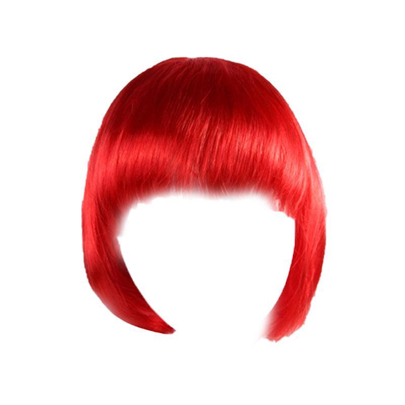 V528-WIGS-HOTPINK-133228-202509301609-07 Short Bob Wig with Bangs for Women Synthetic Cosplay Party Hair in 14 Colours - Dark Pink - Image 8