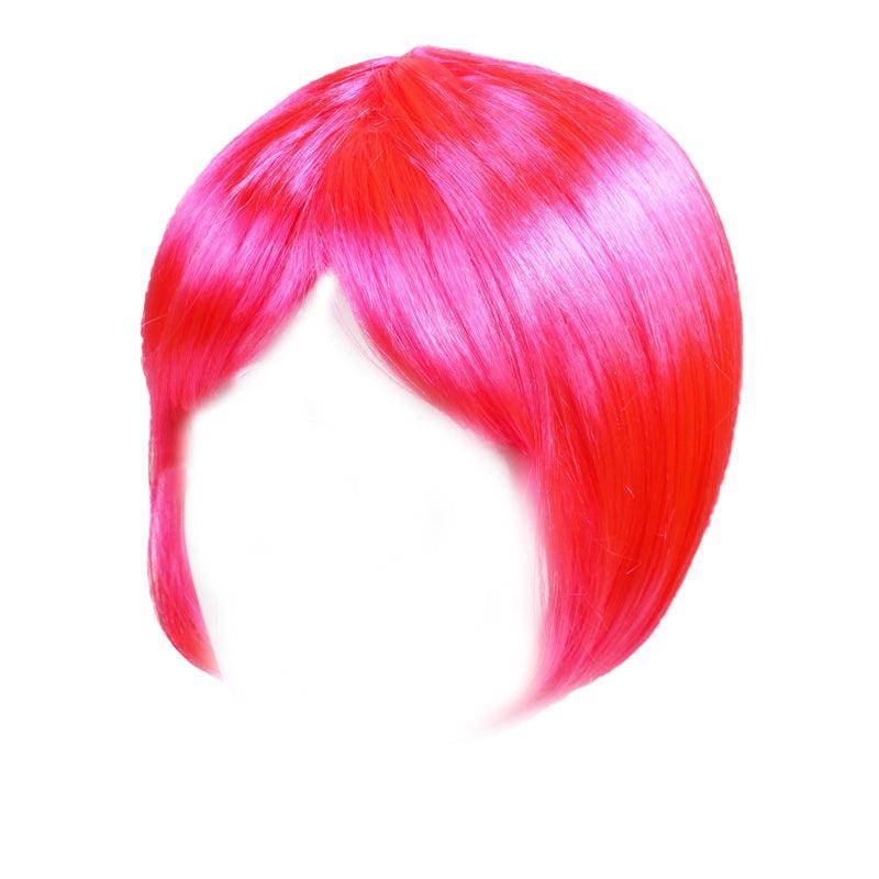 V528-WIGS-HOTPINK-133228-202509301609-14 Short Bob Wig with Bangs for Women Synthetic Cosplay Party Hair in 14 Colours - Dark Pink - Image 15