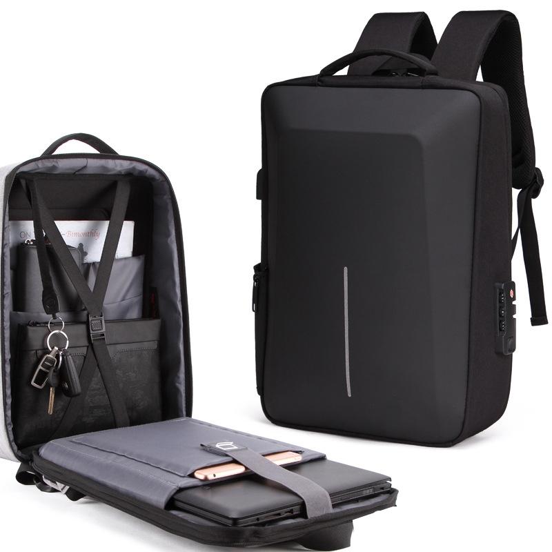 V562-1047432060DBT-202508271541-01 Anti-theft Hard Shell Backpack for Men - Black - Image 2