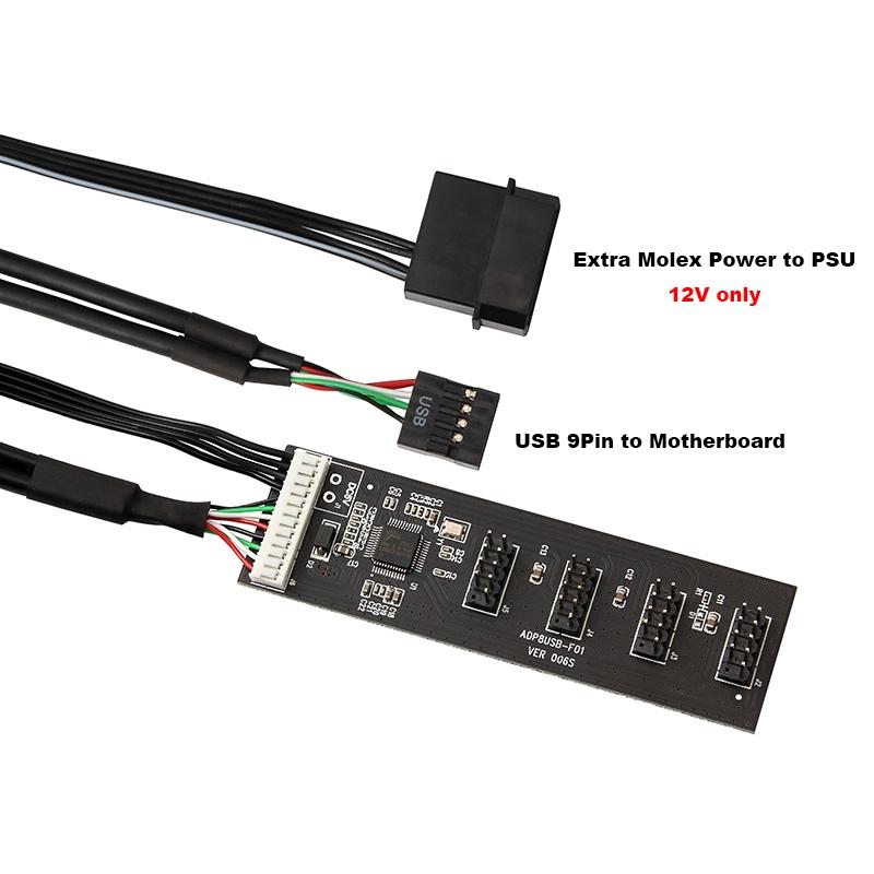 V562-17473060DBT-202508280635-04 9Pin To 4 9Pin Usb 2.0 Hub For Internal Motherboard 4Pin Powered - Image 5